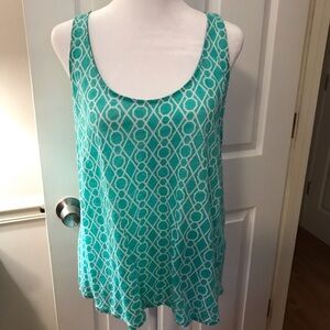JCPenney Aqua Patterned Tank Top